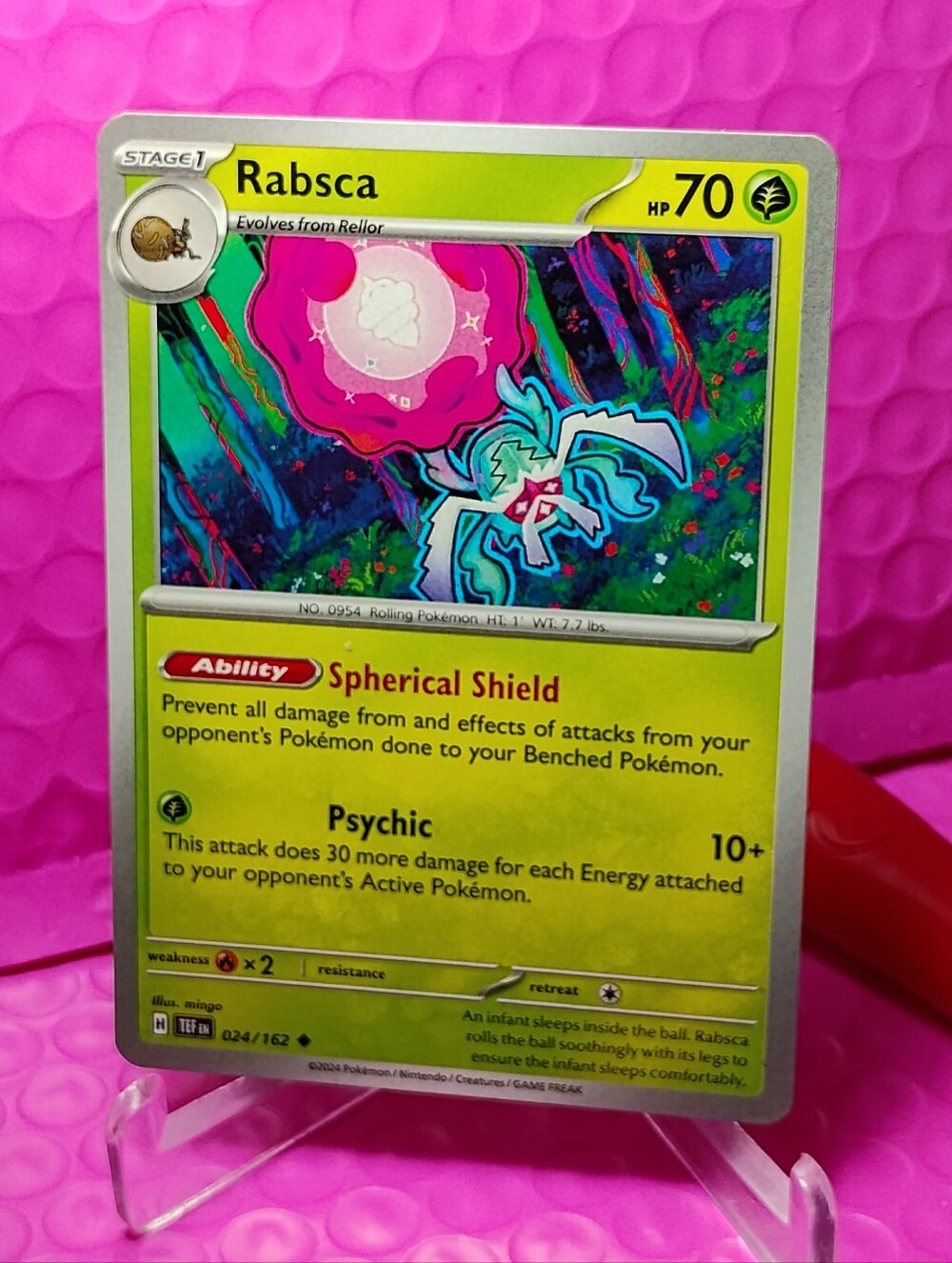 Rabsca Pokémon Card — Yellow & Green Artwork Regular Finish RARE #24